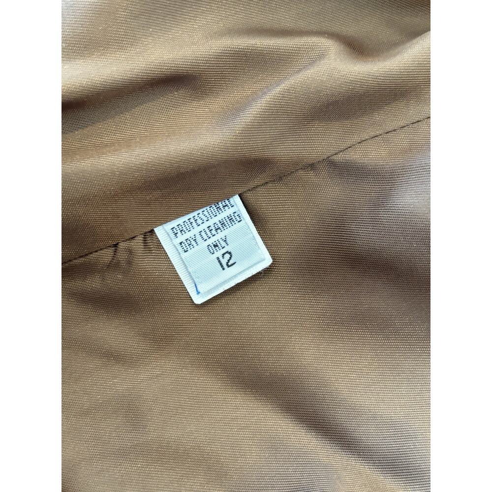 Vintage Calvin Klein Luxury Button Trench Coat, Sz 12, Brown USA With Small Hole - Picture 9 of 9